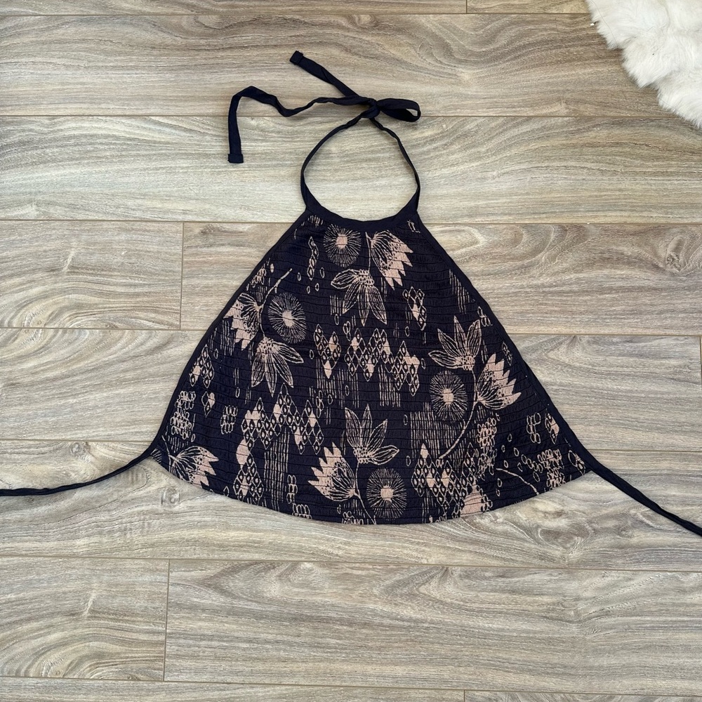 Urban Outfitters Navy Floral Halter Neck Crop Top